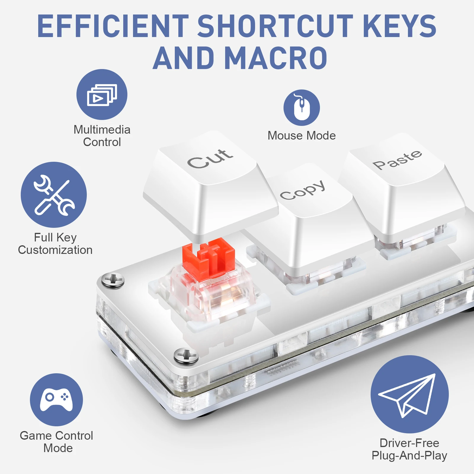 SAYODEVICE 3 Keys Mini Shortcut Key Office Work Macros Keypad OSU Rhythm Game Keypad Gaming USB Wired Keyboard Hot-swappable