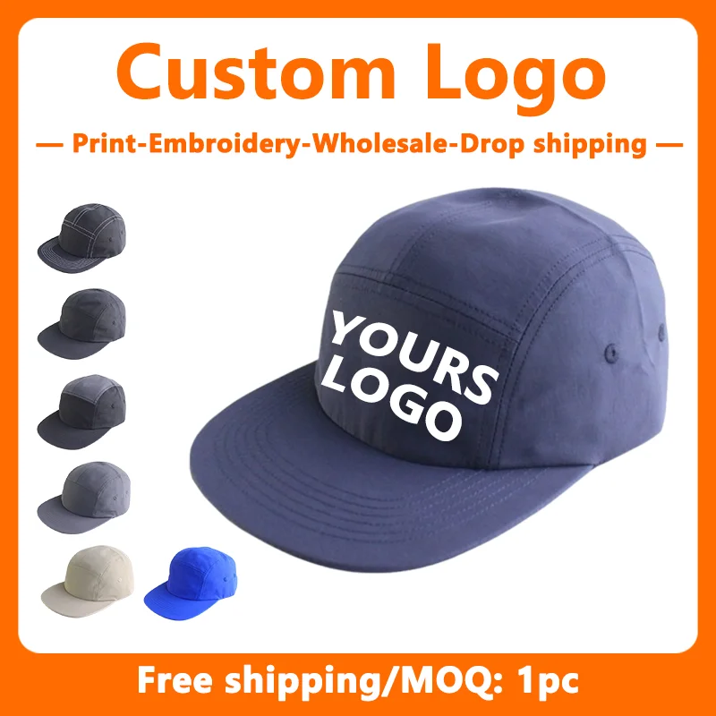 Custom Logo Embroidery Logo 5 Panel Flat BrimmedHat for Men and Women Baseball Hats DIY Design Print Big Head Circumference Hat