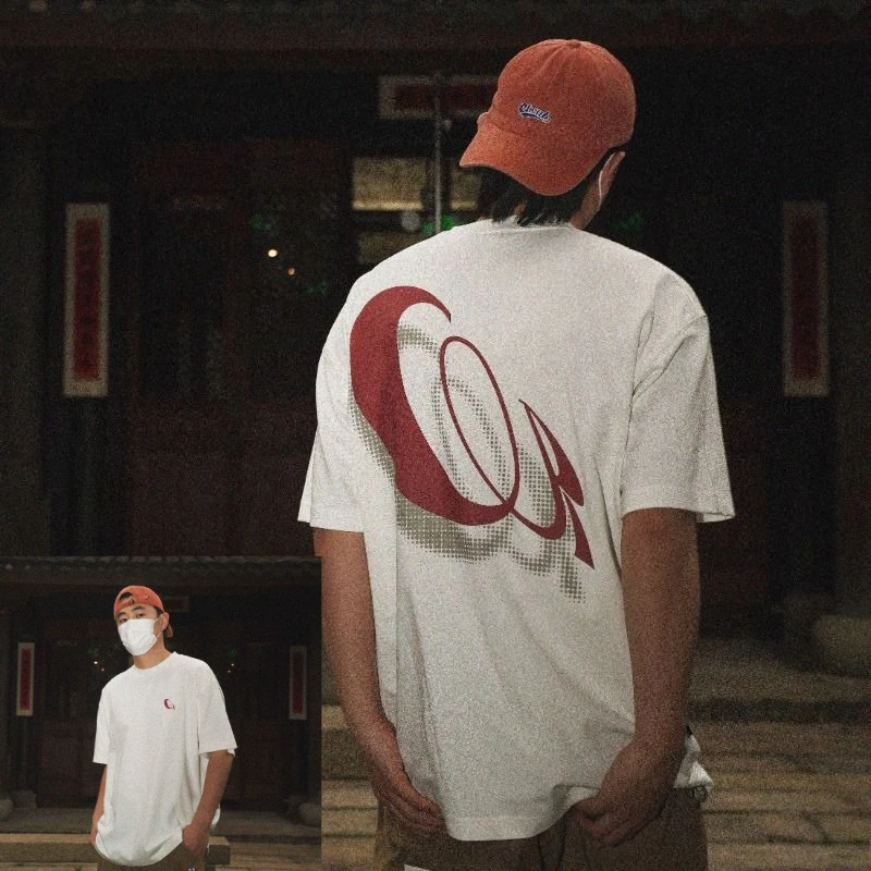 Camiseta Pour Manches Courtes De Marque Tendance Imprimé En Coton Col Rond Pour Hommes Et Femmes Rétro Americano Ample Décontraé