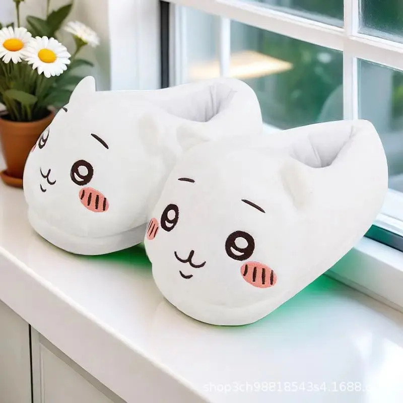 Spot Cute Jiyi Kawaii Plush Slippers Self-Deprecating Bear Hachi Usachi Cotton Slippers Indoor