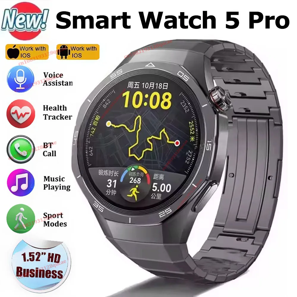 Watch 5 Pro New Men's Smartwatch High-Definition Screen Health Tracking Bluetooth Calls Voice Assistant Sports Smartwatches Ht30