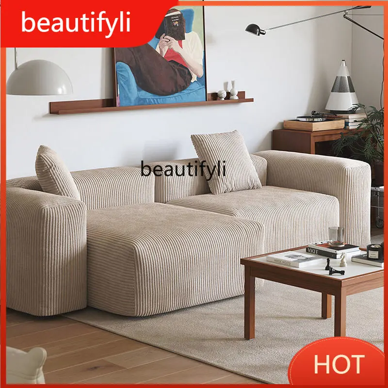 A139 Vacuum Compression Corduroy Sofa Set Fabric Removable Washable Living Room Italian Minimalist