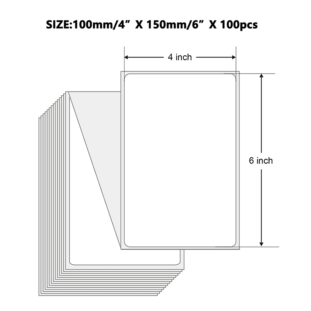 4 "x 6" ورق ملصقات حراري 100x150 مللي متر 100 ورقة/مكدس ملصقات بمادة لاصقة لملصقات الشحن الحراري DHL UPS ملصق باركود سريع