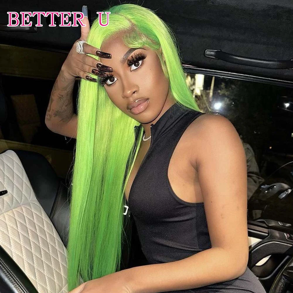 Light Green Human Hair Wig 613 Colored Pre-plucked Baby Hair 13x6 Lace Front Wig Straight Brazilian Remy Hair Wigs For Women