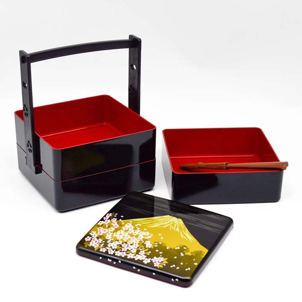 

Sushi Box Lunch Containers 165x15x20cm Black Red Portable Picnic Tray Food Storage Sushi Roll Container ABS Sealed Container