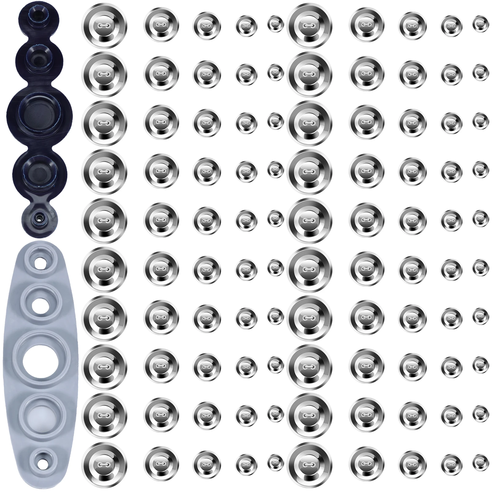 100Pcs Cover Button Kit 5Different Size Cover Buttons with 5in1 Button Tool Aluminum Alloy Button Craft Kit DIY Covered Buttons
