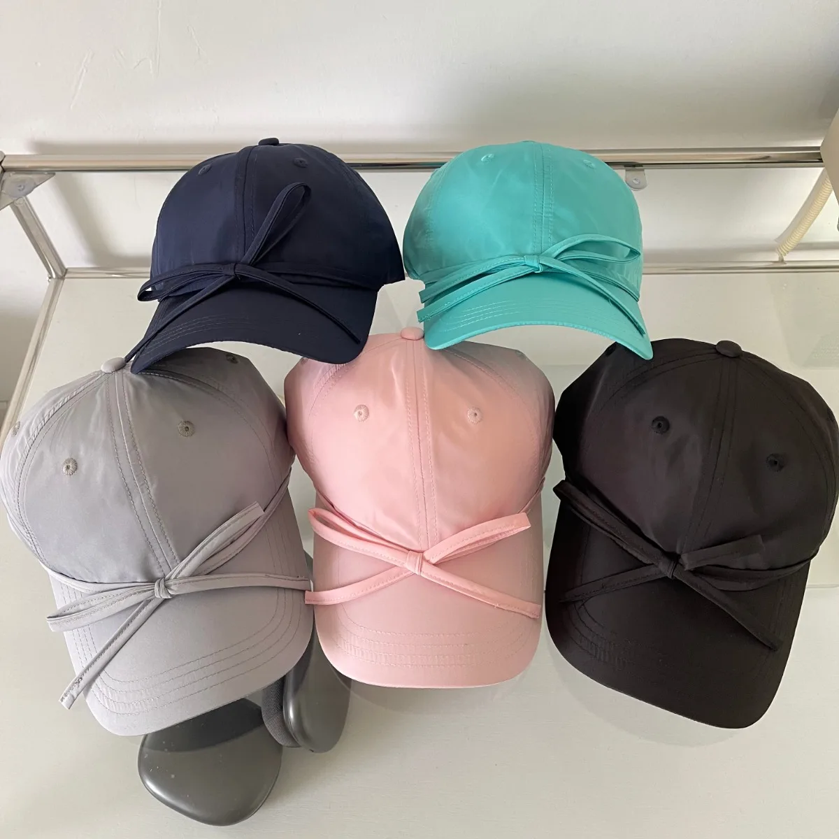 

Korean spring and summer new thin quick drying butterfly bow duckbill cap women's sun shading baseball cap big head circumferenc