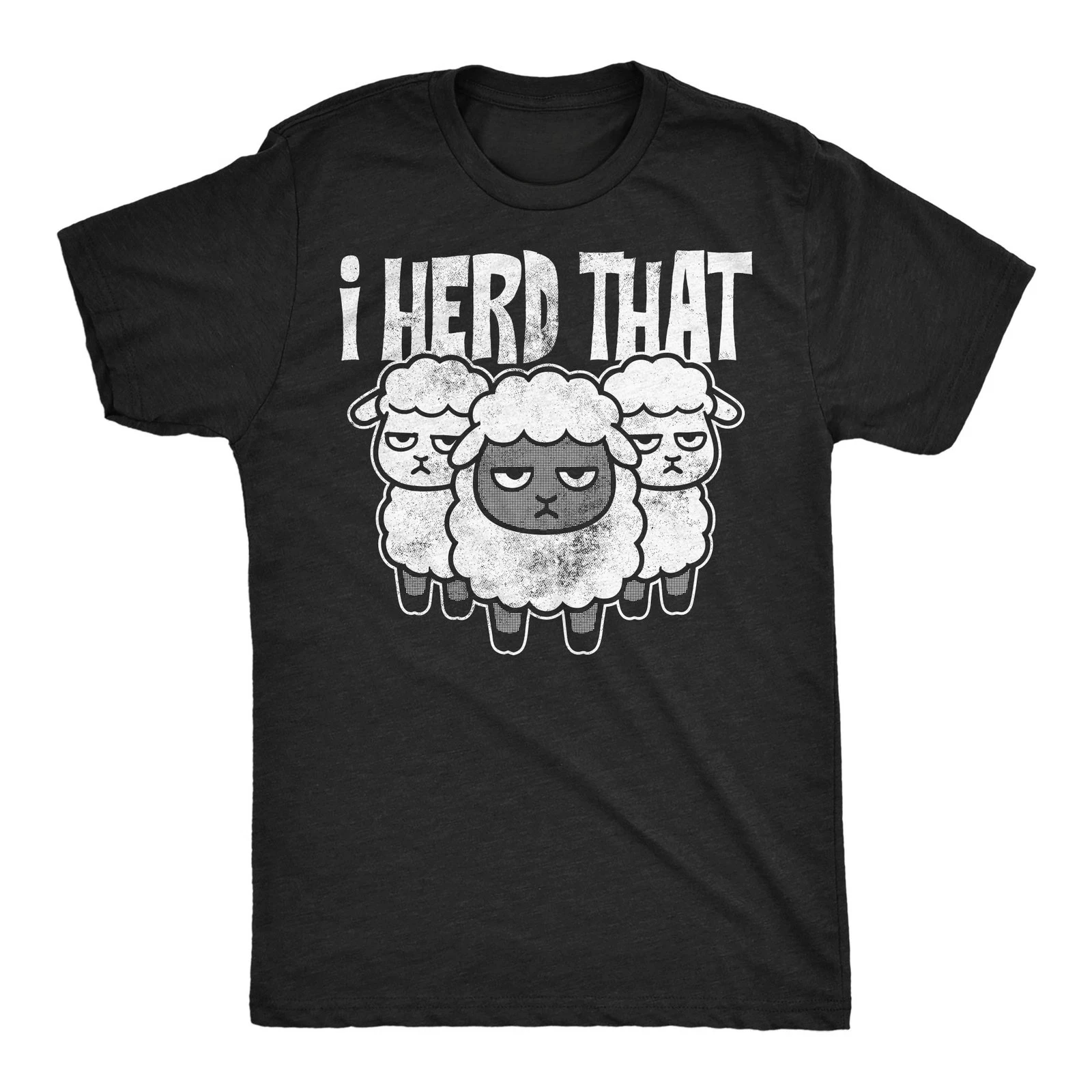 Funny T Shirts I Herd That Sarcastic Sheep Graphic Novelty Joke Tee for Unisex Black Casual Crew Neck T Shirt