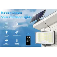 172LED Solar Light Outdoor Waterproof with Motion Sensor Floodlight Remote Control 3 Modes for Patio Garage Backyard