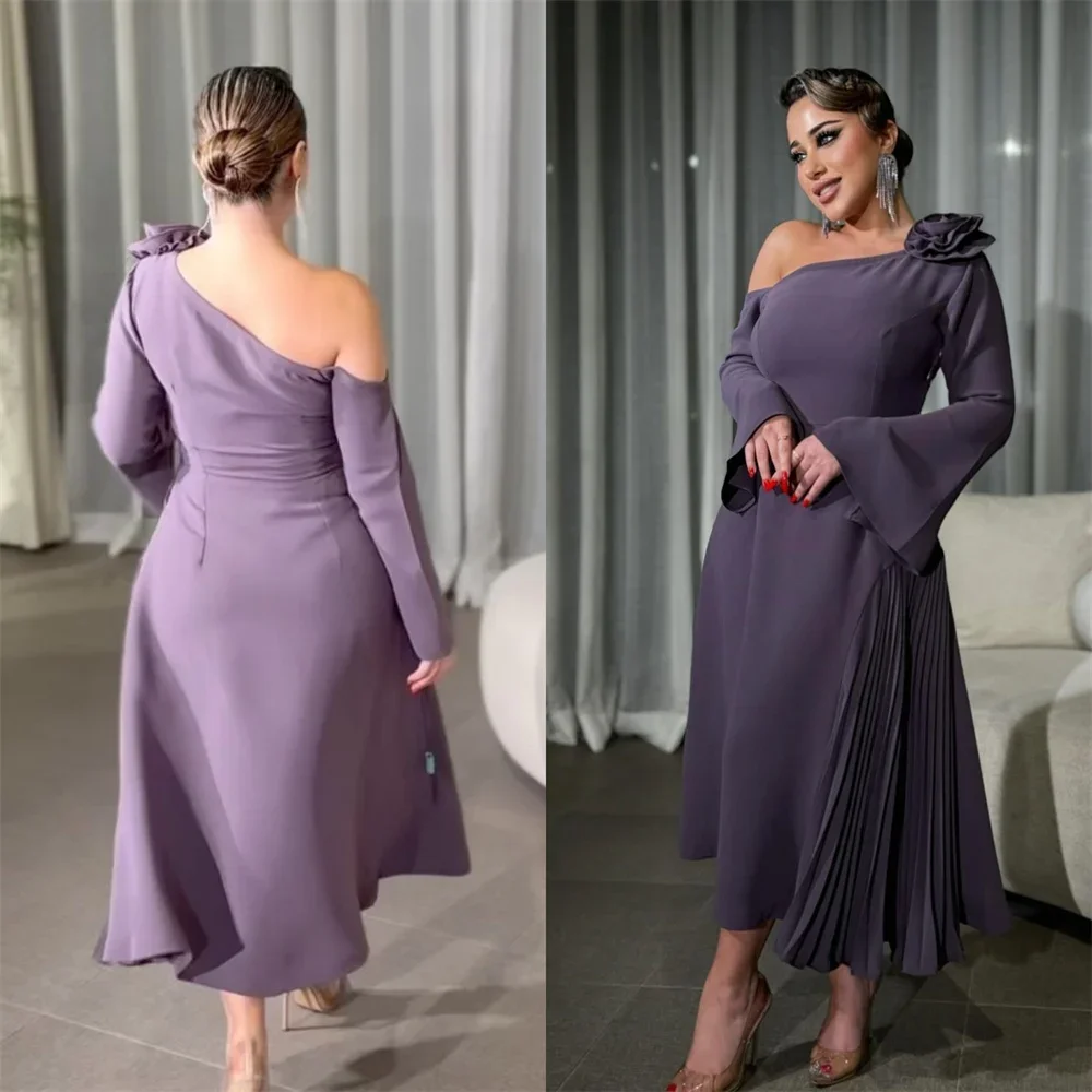 Abendkleid formelle Ballkleid Saudi-Arabien Dearin asymmetrische A-Linie knöchel lange Röcke 3d Blume maßge schneidert oc