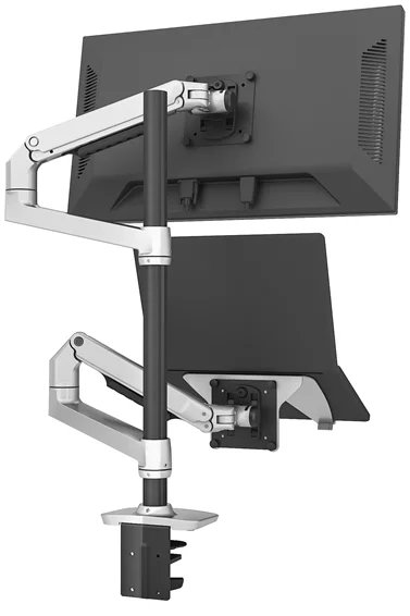 Dual Monitor Arm Desktop Monitor Mount Stand Adjustable Tilt and Swivel Aluminum Alloy Computer Bracket with Notebook Tray Stock