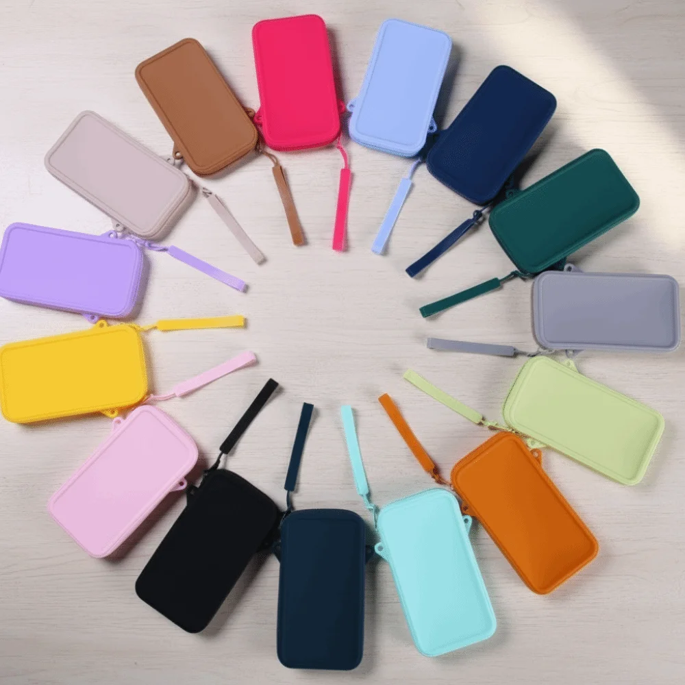 Silicone Multi-Use Makeup Bag Shockproof Solid Color Square Storage Organizer Universal Waterproof Portable Cosmetic Bag Travel