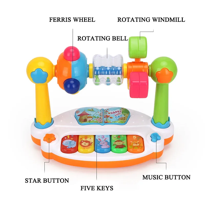 

'2026Baby Piano Toys Kids Rotating Music Piano Keyboard With Light Sound, Musical Toys For Toddlers, Early Educational Music Toy