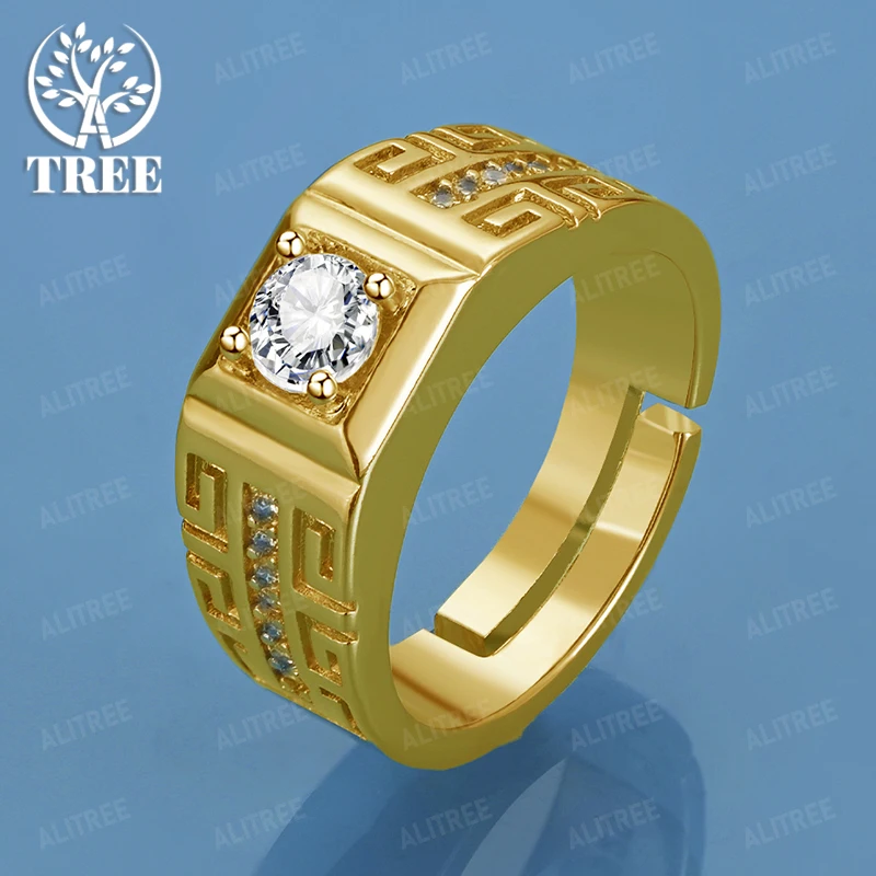 

Hot New 18k Gold Zircon Round Ring Women Party Engagement Wedding Men Classic Retro Jewelry Noble Luxury Fine Gift Accessories