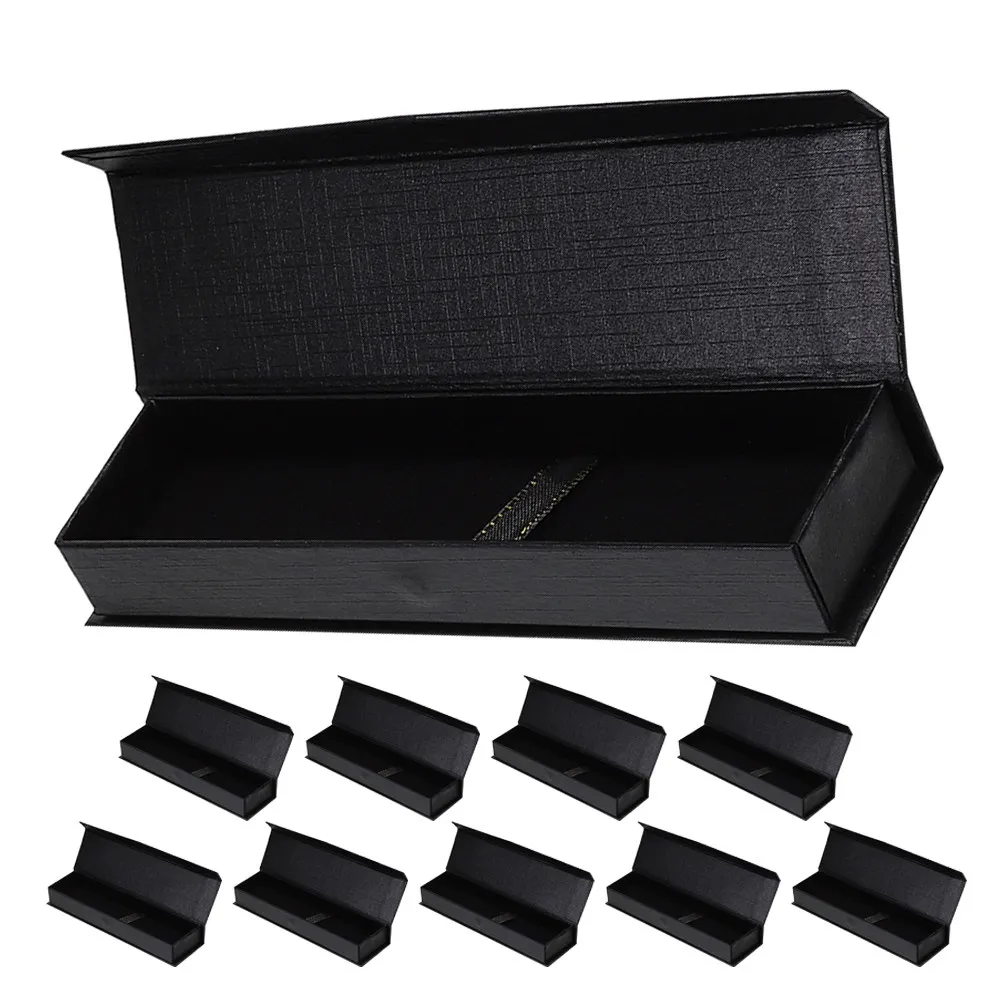 10pcs-black-flip-top-pen-boxes-elegant-fountain-ballpoint-pen-case-business-present-storage-organizer-box-for-office-meetings