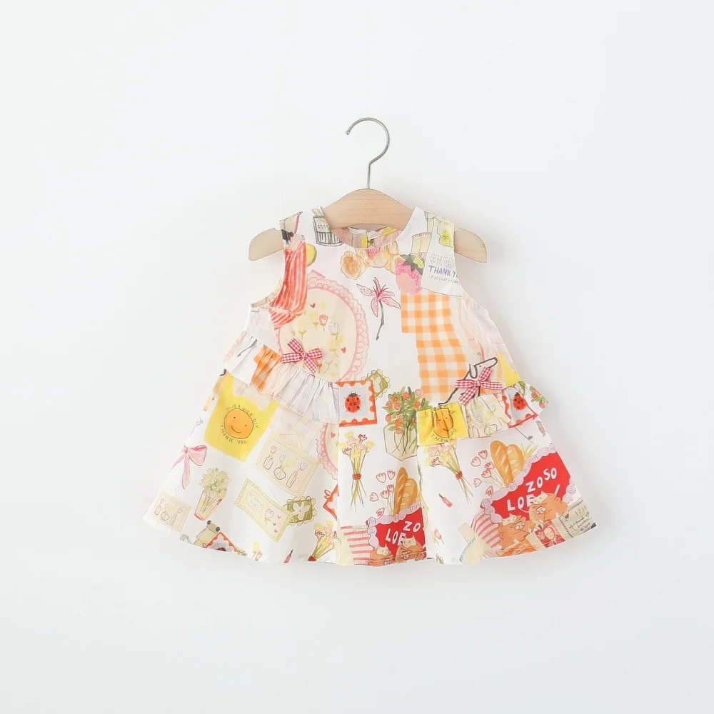Baby-Mädchen-Kleid Sommer Graffiti-Schleife Süßes Mädchenkleid Süßes Strand-Babykleid Baby-Mädchen-Kleidung ﻿ – Detail 2