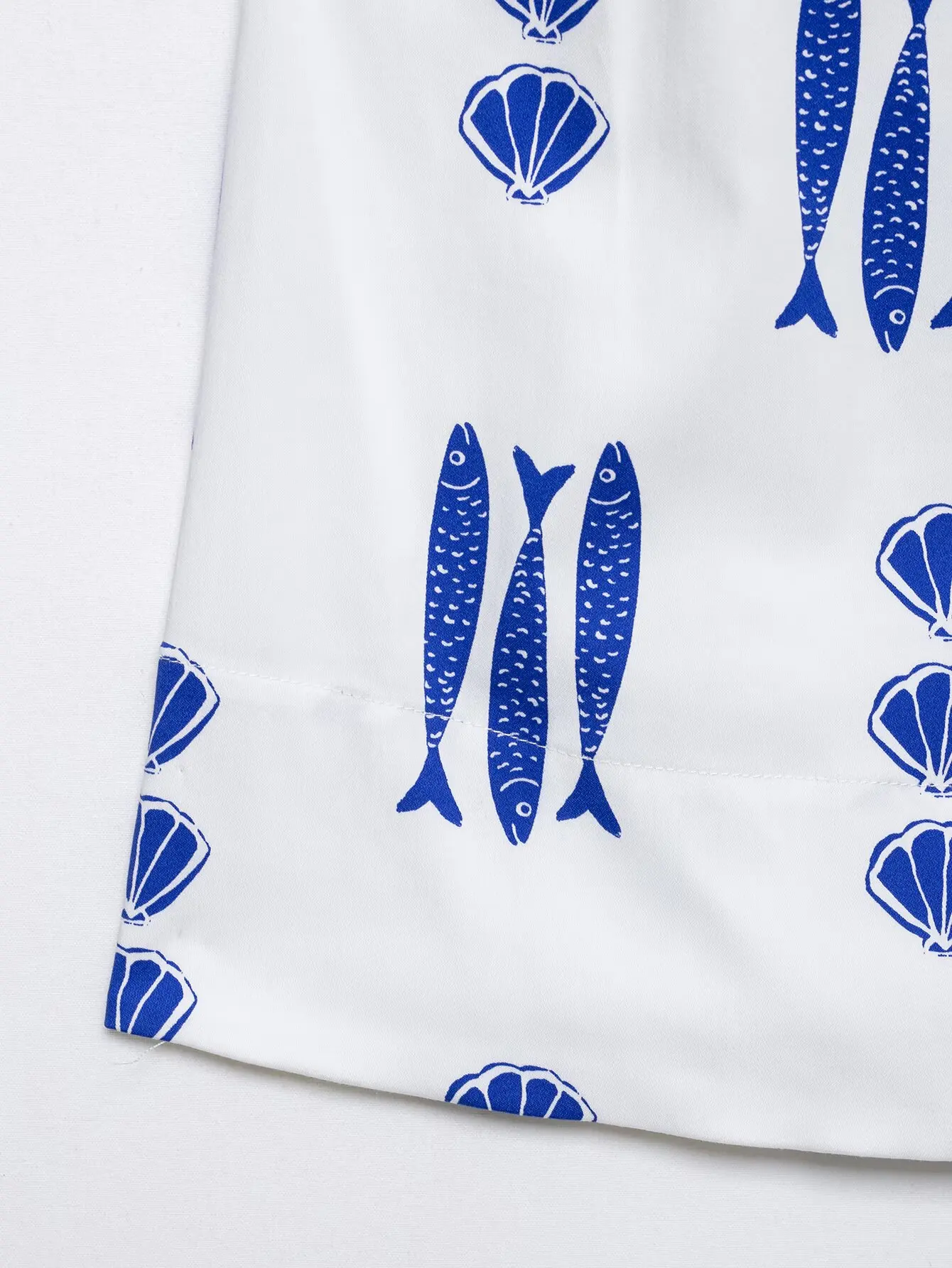 KONDALA Schickes Lässiges Bedrucktes Fisch-Motiv 2026 Damen-Anzug mit Knöpfen, Sexy Schmal Geschnittene Weste + Weite Hose mit Schleife und Reißverschluss, Böhmisches Damen-Set – Detail 8