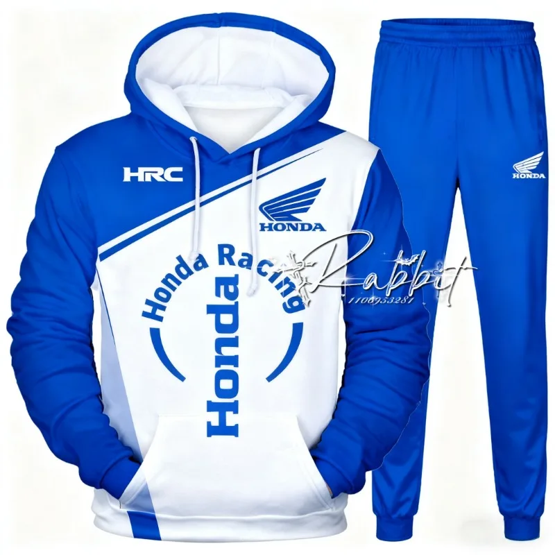 2026 جديد هوندا دراجة نارية متحمس موتو سباق الدراجات مجموعة موضة الشارع هوديي دراجة نارية السراويل الرياضية عادية قطعتين مجموعة