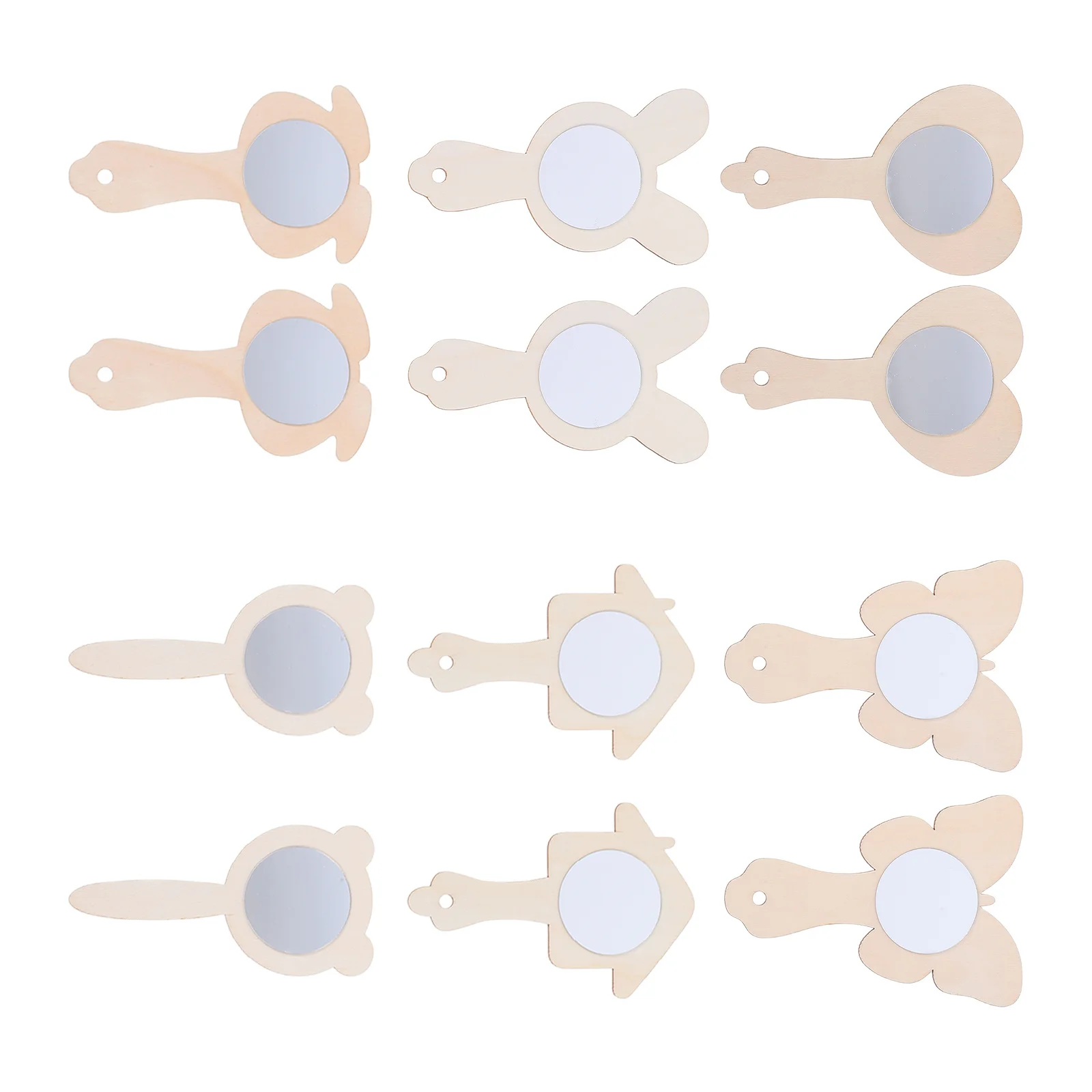 

12Pcs Kids DIY Handheld Wooden Mirrors Unfinished Mini Craft Mirrors Painting Set to Boost Creativity Artistic Skills and Mirror