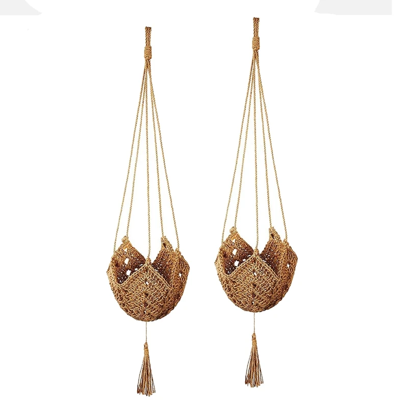 Plant Hanger, Jute Hanging Planter , Handmade Wall Hanging Pot Planters For Indoor Outdoor(Pot NOT Include), 2 Packs