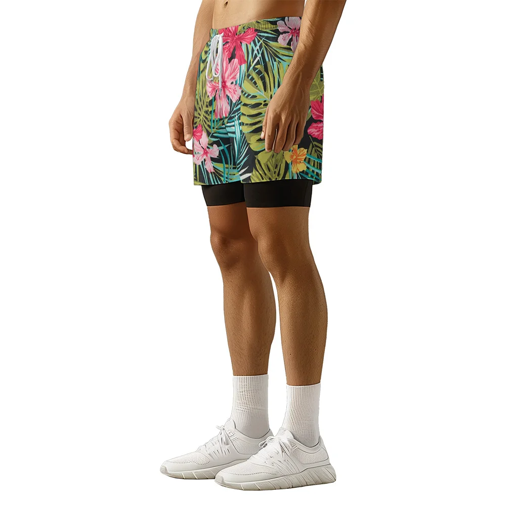 2024 New original design Variety Leaves Flowers Summer 3D Advanced Print casual trend Sports High Street Ice skating camo shorts