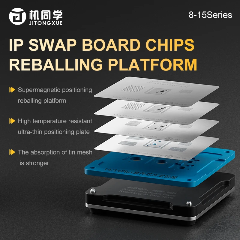 JITONGXUE IP Swap Board Chips Reballing Platform For IP8-15 Series Phone Repair Tools Stencil Kit High Quality