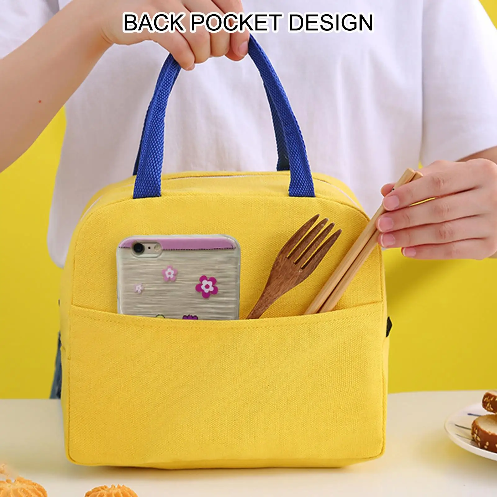 Lunch Tote Bag Portable Large Foil Wrapped Lunchbox Bag Outdoor Picnic Insulated Storage Bag for Students Office Workers