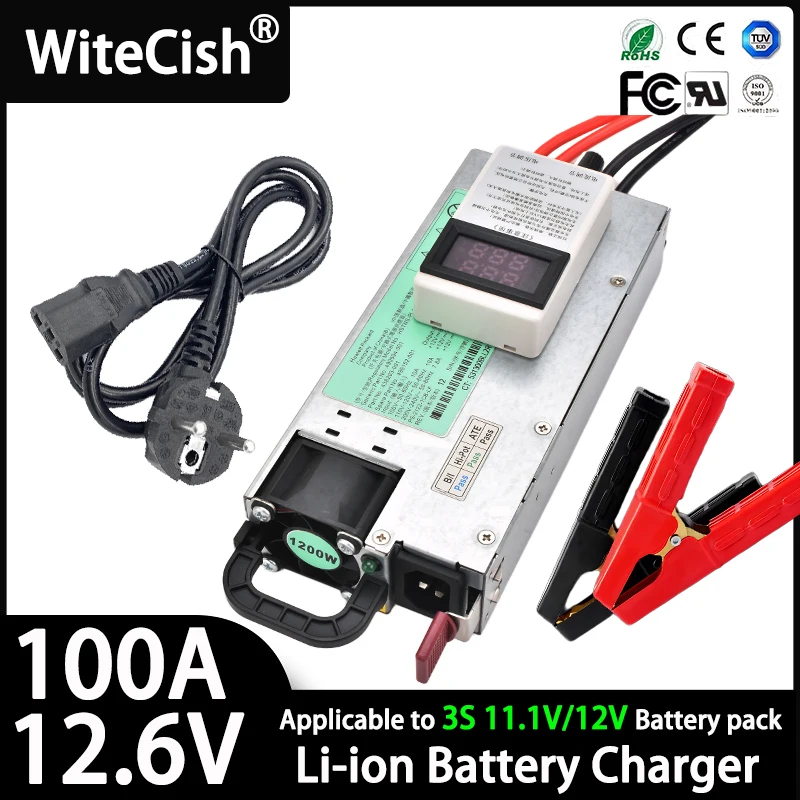 12V 100A Adjustable LiFePO4 Charger For 14.6V 100A 12.6V 100A Lithium iron phosphate/Lithium Ion /Lead Acid Battery 3-15V 3-100A
