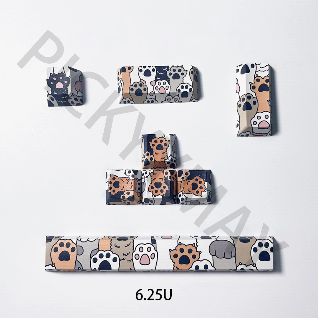 8 PCS 5-Side Dye-SUB PBT Keycaps Cute Cat Keys Spacebar Novelty CHERRY Profile Fit Cherry MX Switches on Mechanical Keyboard