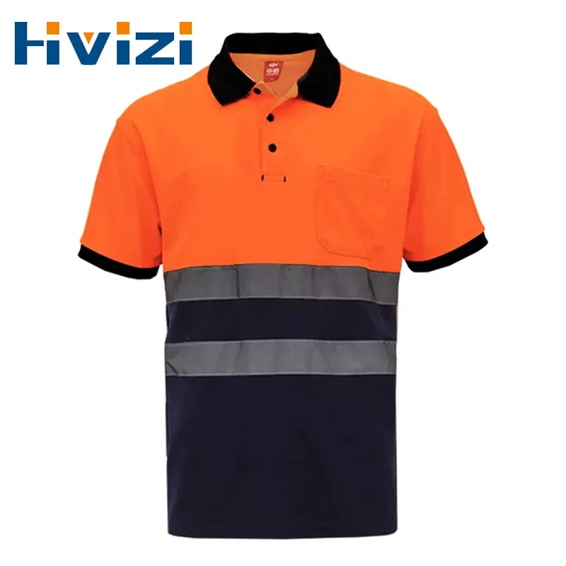 Hi Vis Reflective Shirt Short Sleeve Safety Polo Shirt Summer Two Tone Work Wear High Visibility Shirts for Work