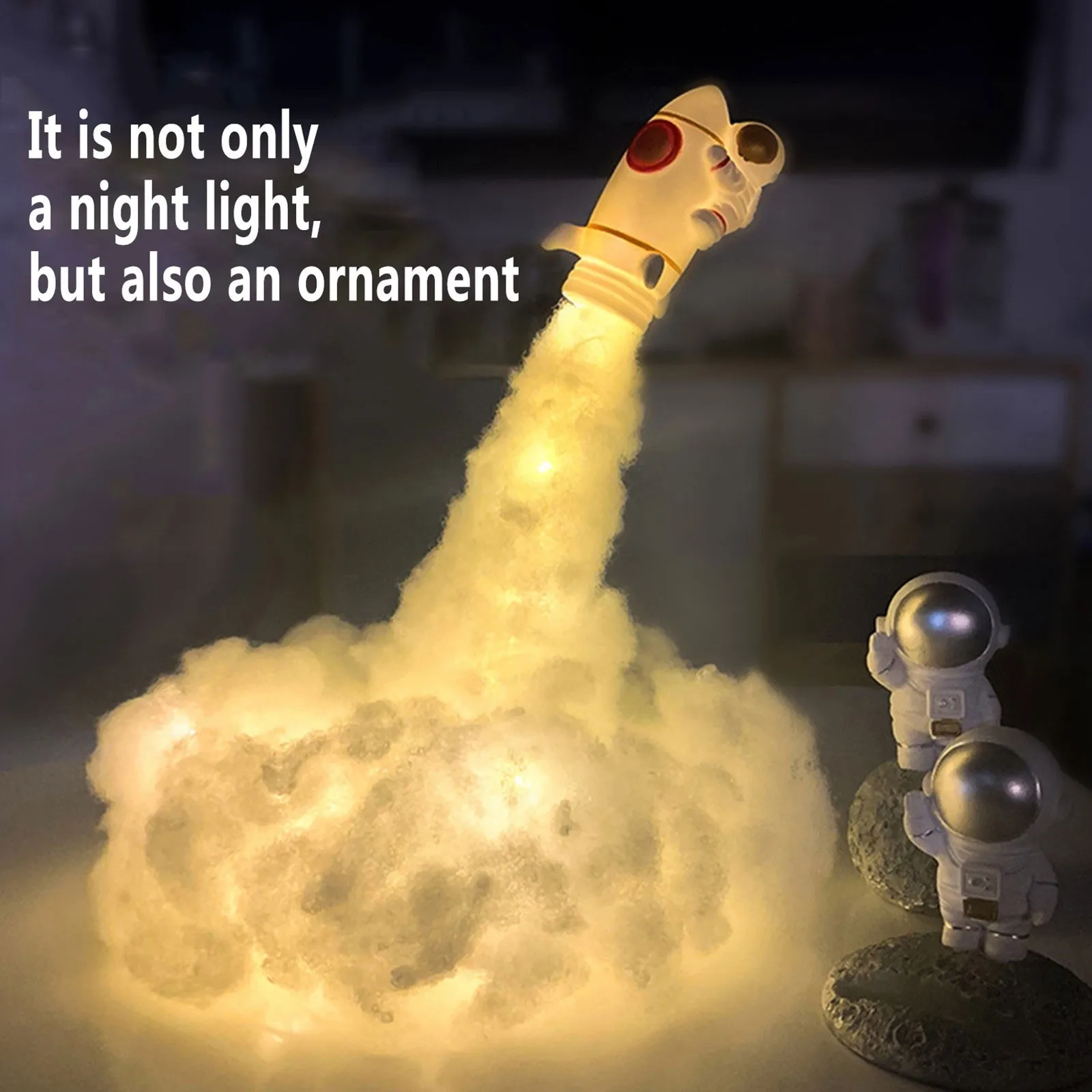 Kids Home Decoration 3D Printed Rocket Lamp LED Colorful Clouds Astronaut Lamp With USB Rechargeable Night Light Creative Gift