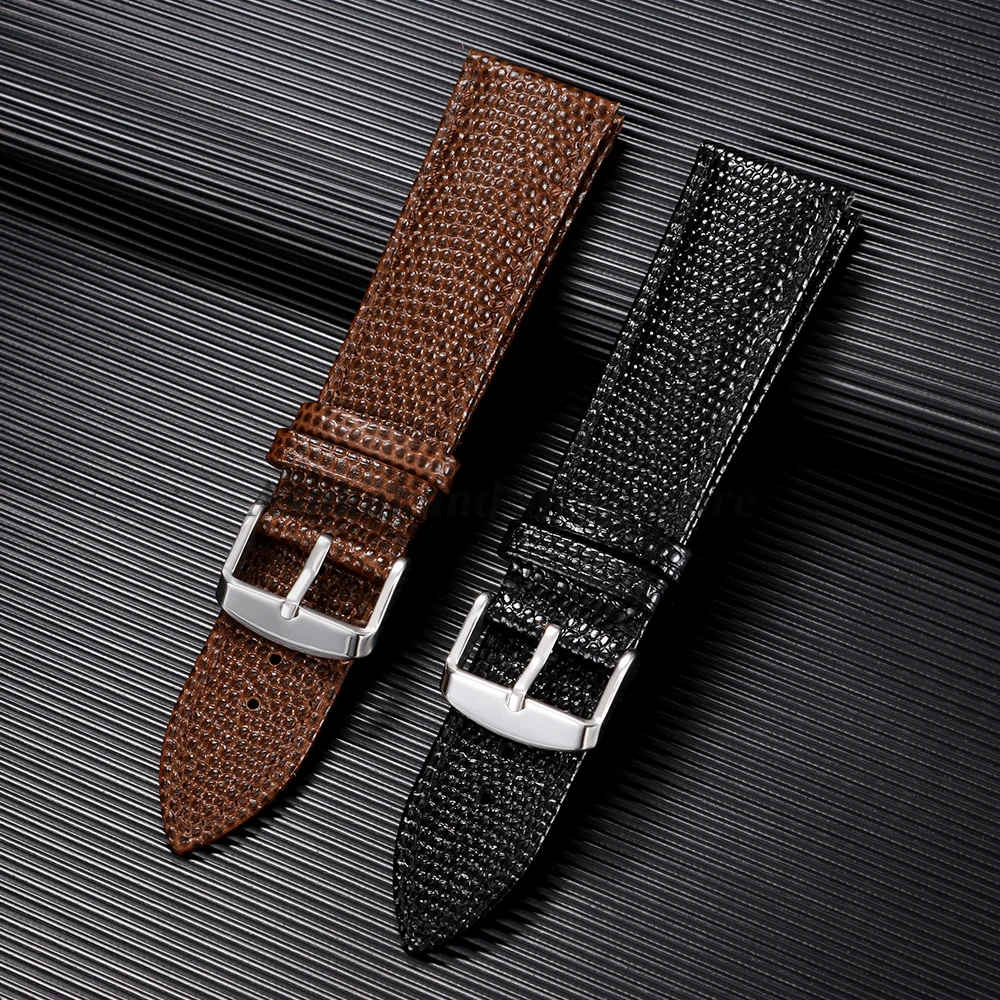 15mm 14mm 16mm 18mm 19mm 21mm 20mm 22mm Lizard Pattern Leather Watch Band For Seiko For Omega Cowhide Watch Strap Men Bracelets