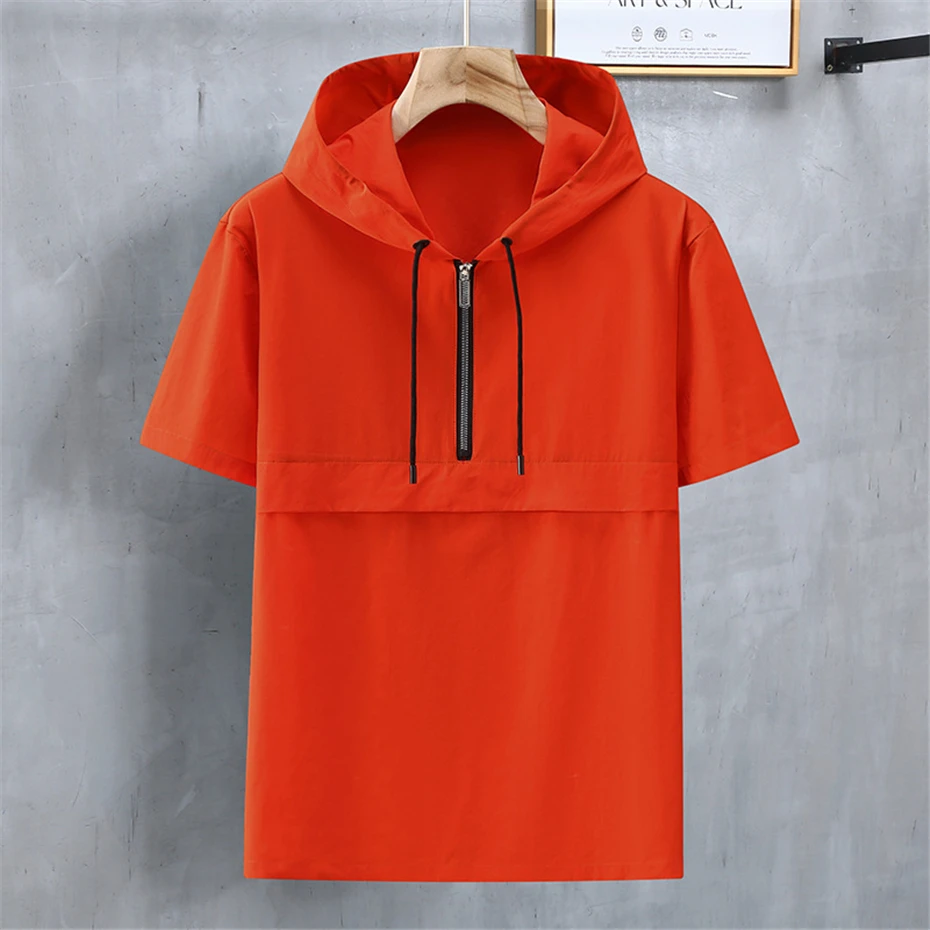 Hooded T-shirt Men Plus Size 11XL 10XL Summer Short Sleeve Tshirts Fashion Casual Hooded Tops Tees Male Big Size 11XL