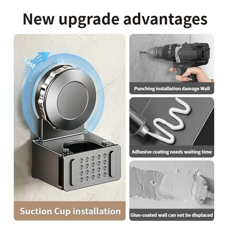 No Need To Drill Suction Cup Suction mop wall hanging clip Bathroom perforation-free mop clip broom mop hook fixed storage