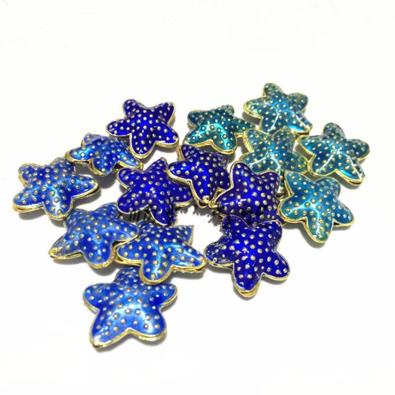 10pcs DIY Enamel Jewelry Making Starfish Charms Chinese Pendant Bead Handcrafted Cloisonne Sea Star Copper Accessories