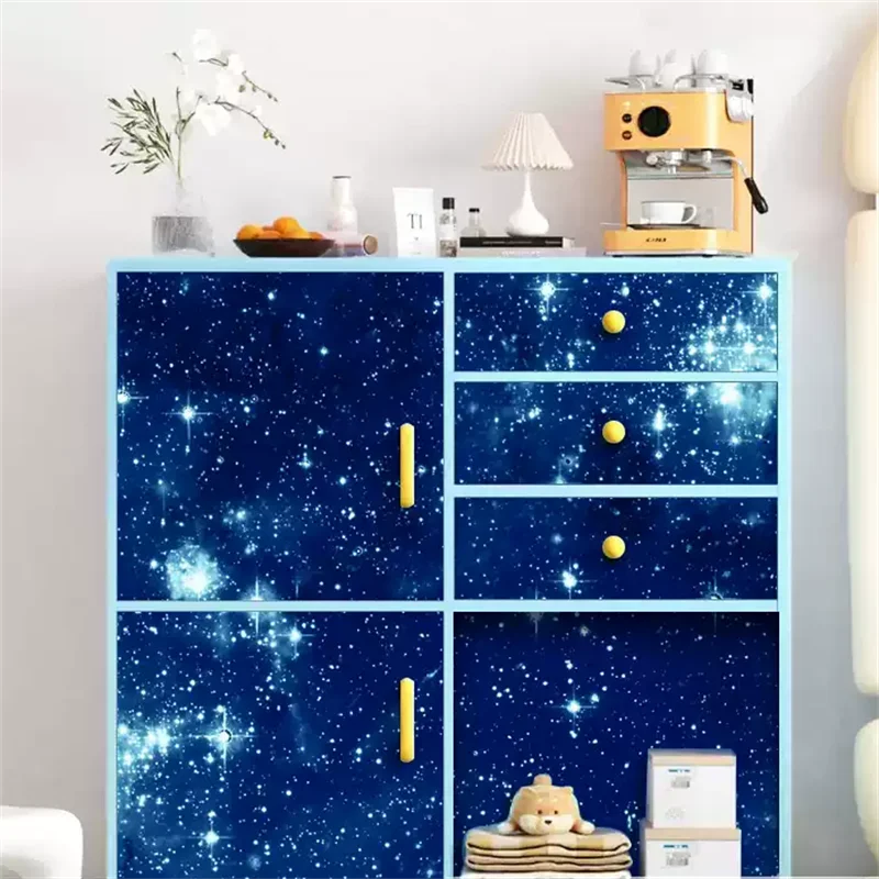 السماء المرصعة بالنجوم السقف ورق لاصق ذاتي خزانة حديد باب خزانة الملابس الأثاث القديم تجديد عنبر تغيير اللون #5