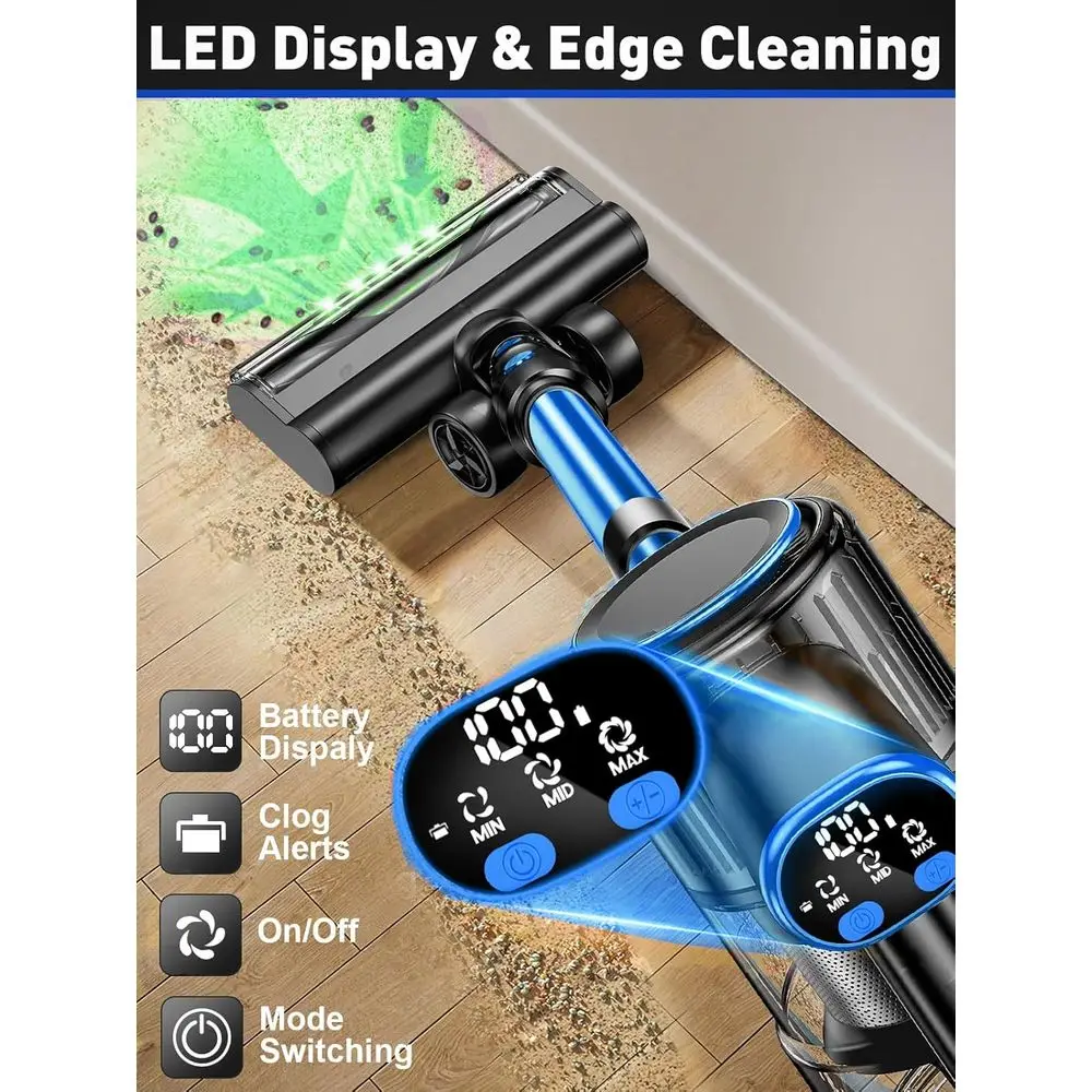 45KPA 8 in 1 Lightweight Vacuum Cleaners for Home, 50Mins Anti-Stick, LED Display, Rechargeable Vacuum for Pet Hair/Carpet/Floor view 3