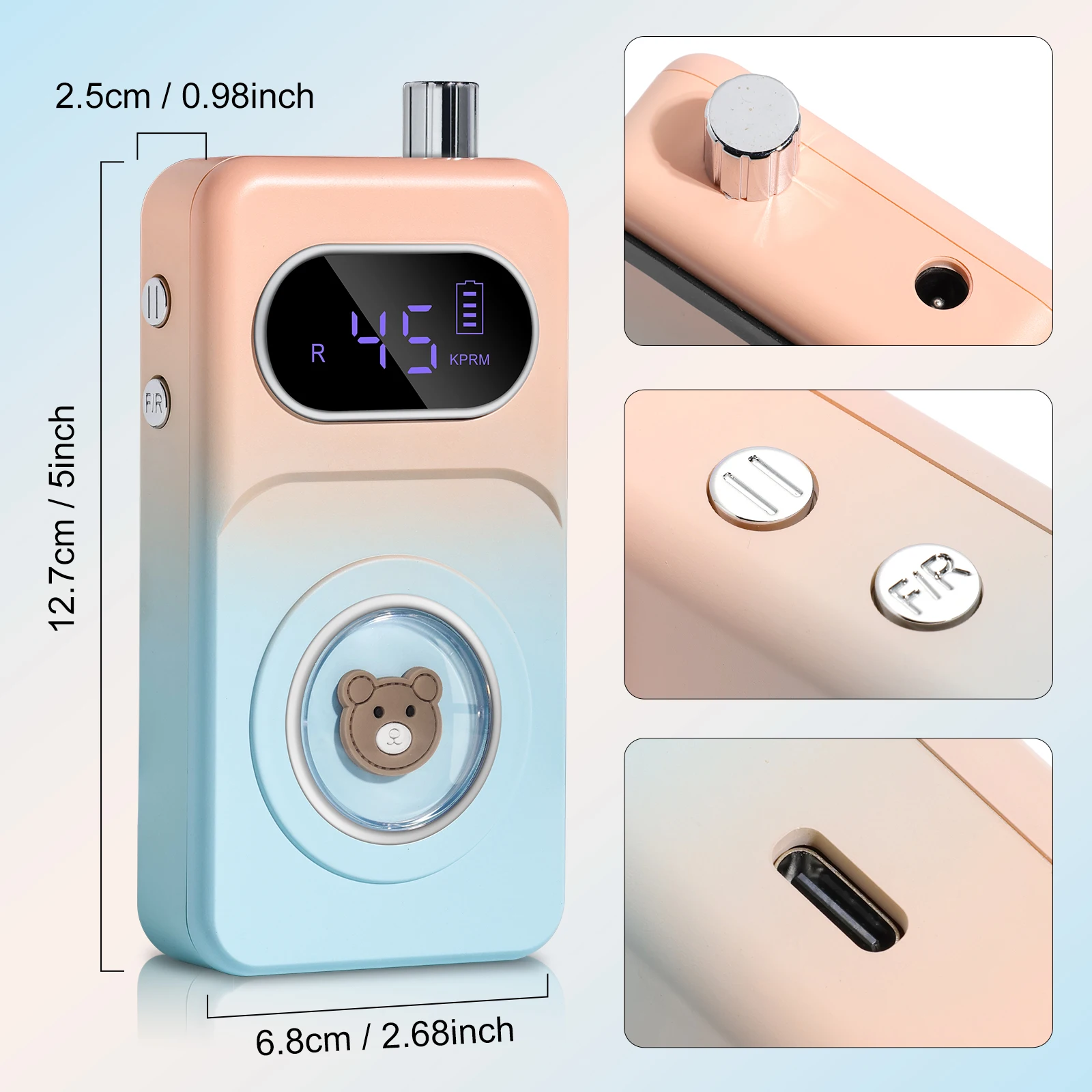 Lime à ongles électrique à faible bruit, perceuse à ongles Rechargeable 45000 tr/min, Machine de manucure professionnelle pour vernis à ongles et pédicure