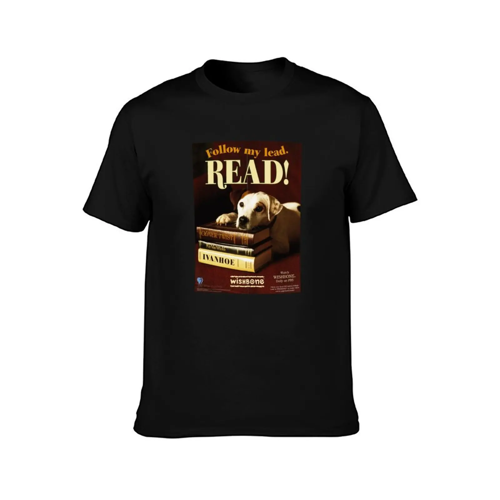 Wishbone dog READ T-Shirt Classic Print Short Sleeve Shirt T-Shirt