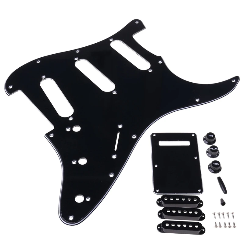 1set SSS Electric Guitar Pickguard Back Plate Pickup Cover Knobs Tips For St SQ Dropshipping