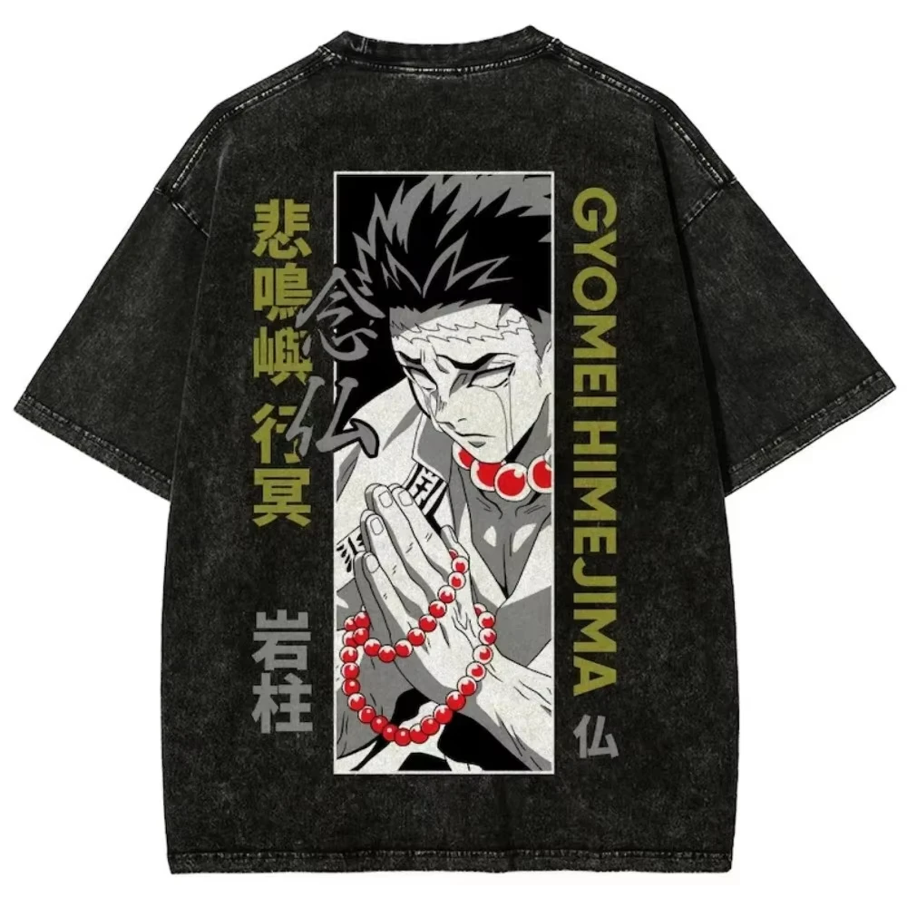 2026 Latest Ghost Slayer Gyomei T-shirt Anime Manga Street Clothing Daily Casual Short Sleeves