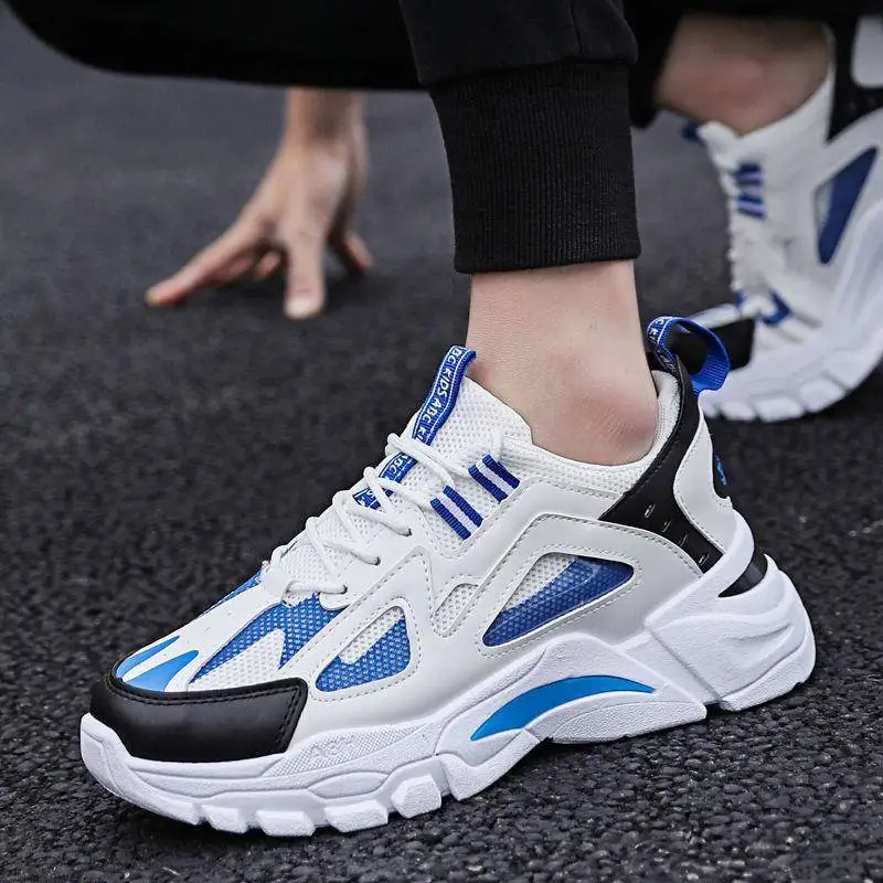 

Fashionable Casual Men's Running Shoes Thick Bottom Sports Sneakers Leather Upgraded Version Summer Season round Toe PVC Outsole