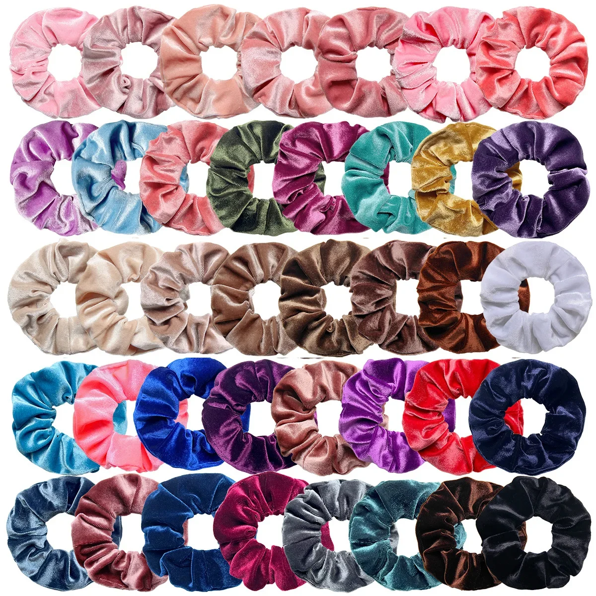 45 لون كبير خمر المخملية Scrunchies الفتيات مرونة العصابات الشعر ذيل حصان حامل العلاقات الأربطة المطاطية موضة النساء الملحقات #1
