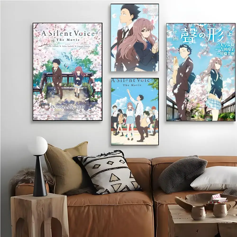 Emotional Drama Anime A Silent Voice Poster HD art sticky wall waterproof home living room bedroom bar aesthetic decoration