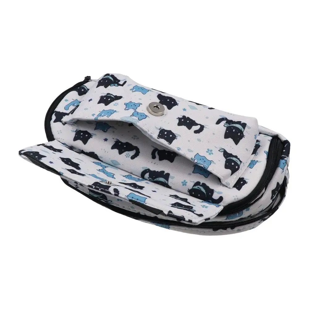 

Three-layer Snow Cat Pencil Bag Large Capacity Zipper Snow Kitten Pencil Case Kawaii Cute Kitten Stationery Bag