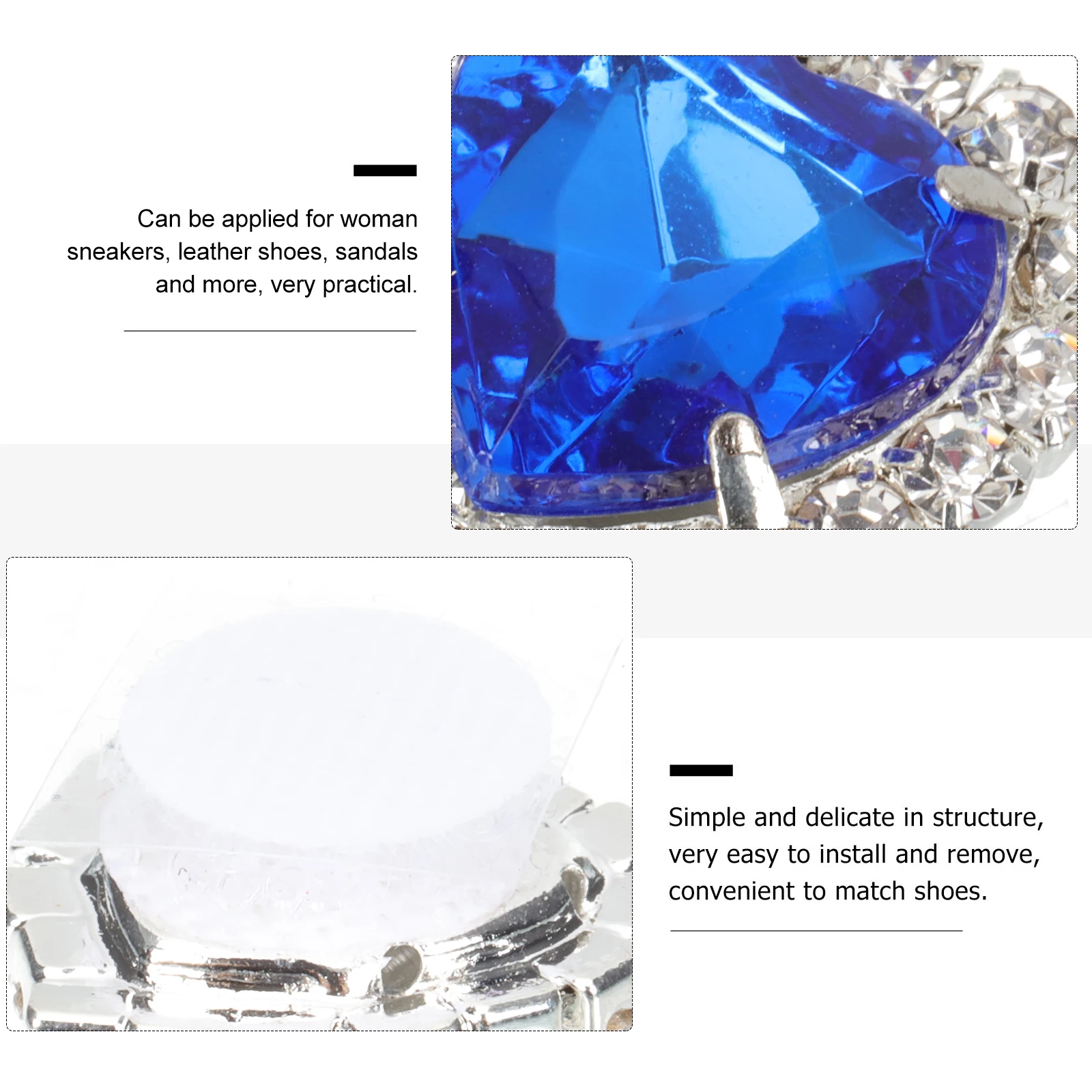 

6 Pcs Women Shoe Charms Buckle Accessories Delicate Rhinestone Shoes Clips Glass Jewelry Woman