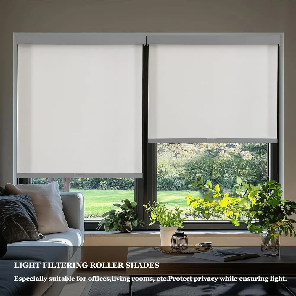 Tendine a rullo filtranti per luce senza fili con mantovana, diametro dell'1%, isolamento termico, protezione UV, tende grigie intrecciate naturali (