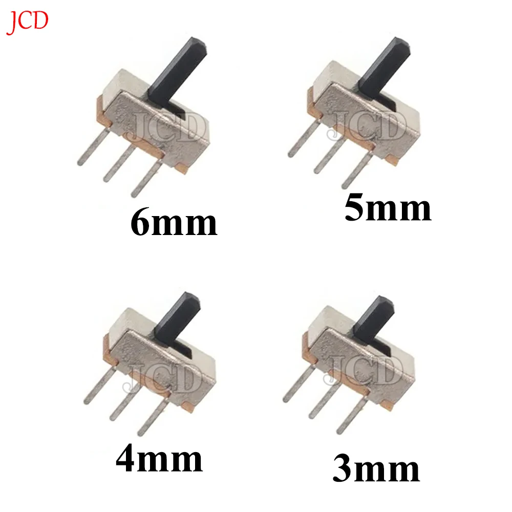 50Pcs SS12D00 Interruptor on-off mini Slide Switch 3pin 1P2T 2 Position High quality toggle switch Handle length:3MM/4MM/5MM/6MM