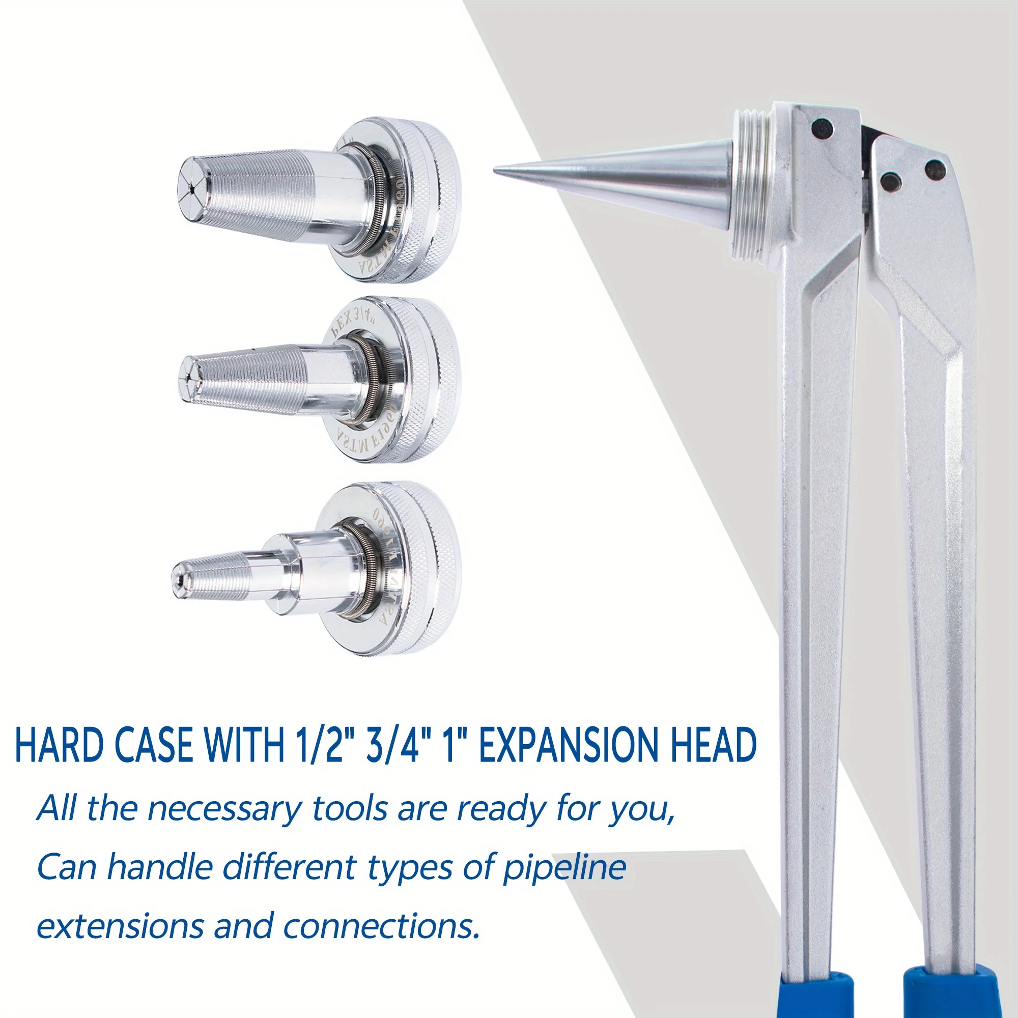 PEX Expansion Tool Kit Tube Expander With 1/2Inch, 3/4Inch, 1-Inch Expander Heads