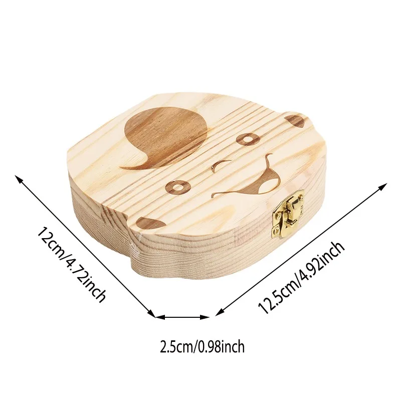 صندوق أسنان خشبي للأطفال منظم لتخزين أسنان الحليب لغة الإنجليزية جمع الأسنان Umbilica حفظ الهدايا صندوق أسنان الطفل #3